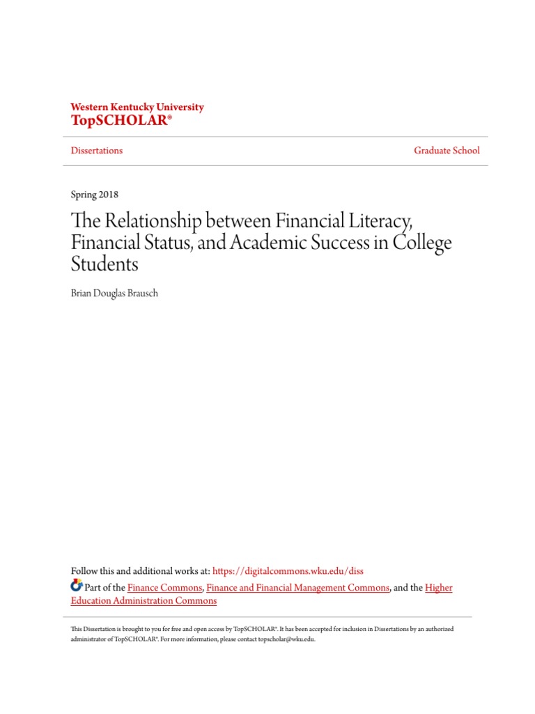 The Relationship Between Financial Literacy Financial Status | PDF ...