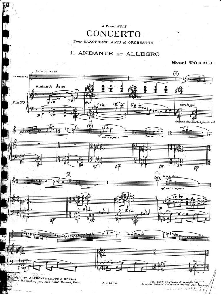 Henri Tomasi Concerto (Partitura Piano) PDF