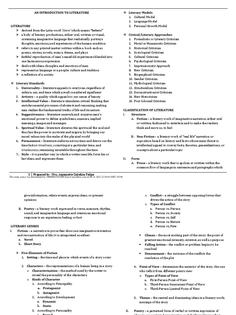 Overview of Literature and Its Types | PDF | Narration | Poetry