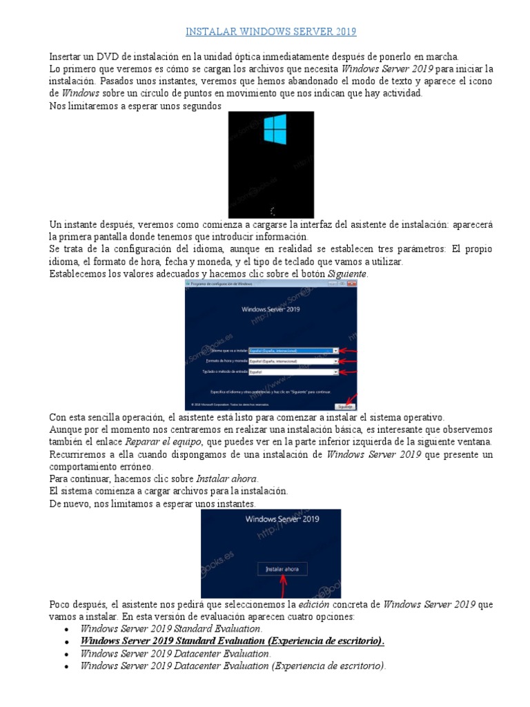 Guía para Instalar Windows Server 2019 | PDF | sistema de nombres de ...
