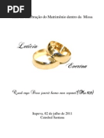 Folheto Casamento dentro da Santa Missa