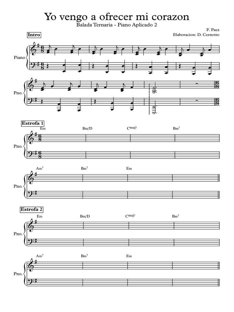 Yo Vengo A Ofrecer Mi Corazón | PDF | Acorde (Música) | Ritmo