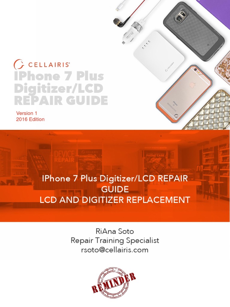 Iphone 7 PLus - LCD and Digitizer Repair Guide | PDF | Electrical