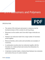 AQA AS Biology 3.1.1 - Monomers and Polymers