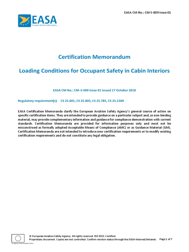 EASA CM-S-009 Issue 01 | PDF | Certification | Specification (Technical ...