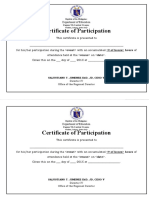 Certificate of Participation - Template