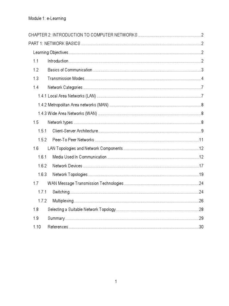 M1C2 1 Network Basics PDF Computer Network Network Topology