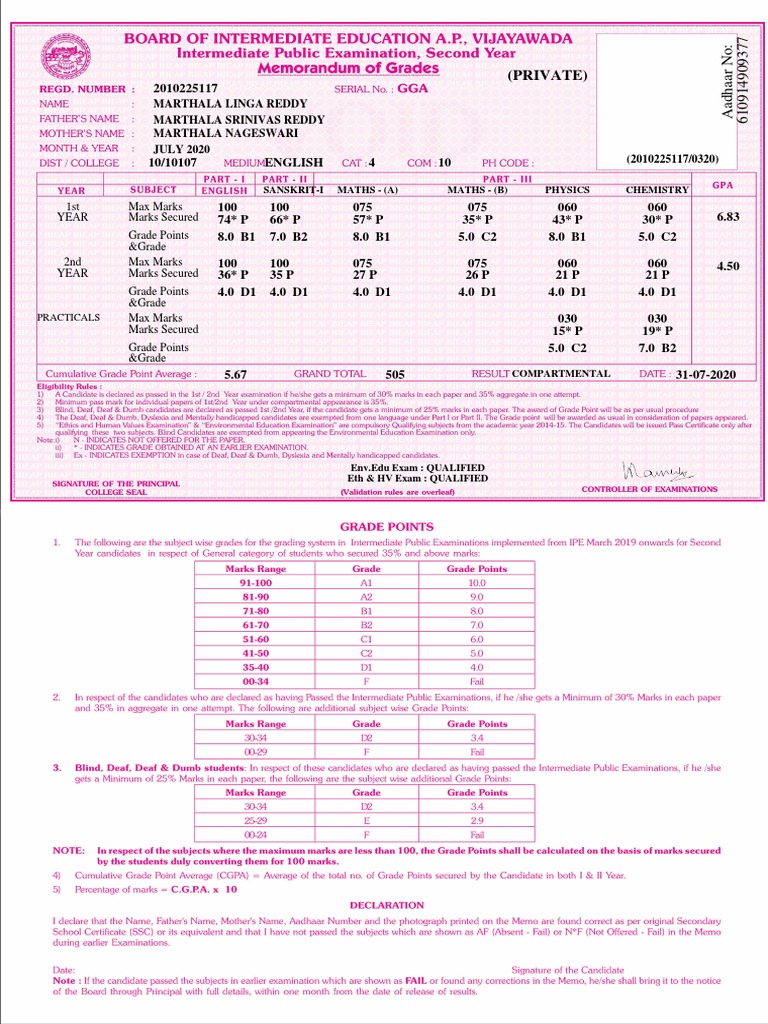 Academic Performance Summary | PDF
