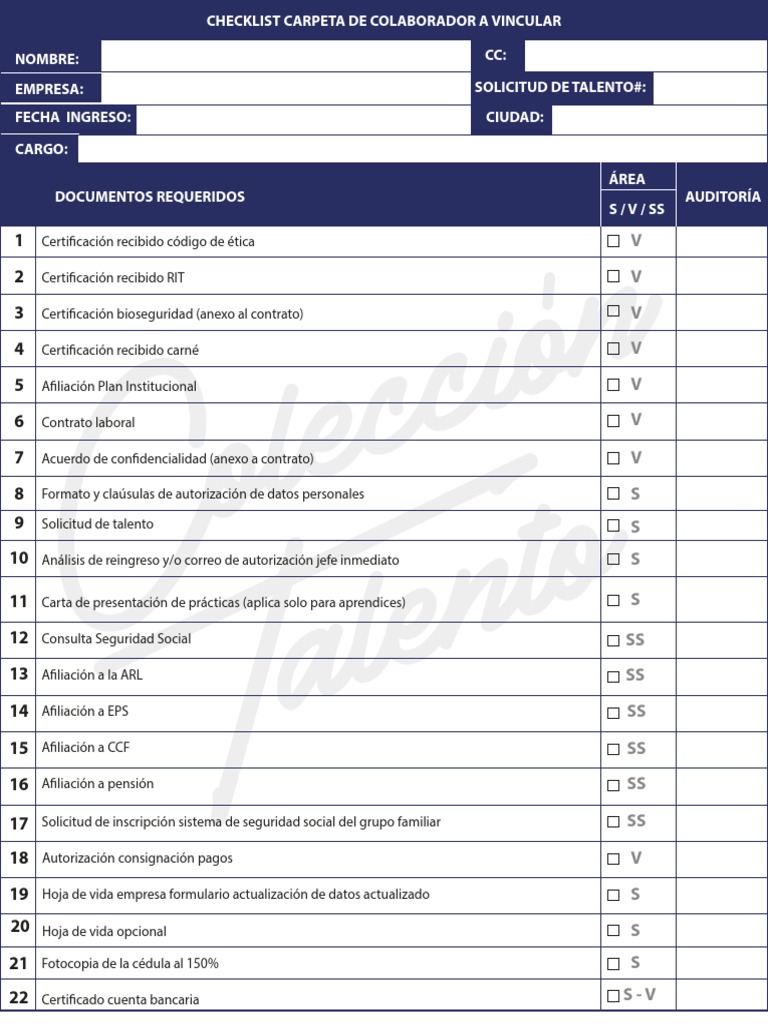 Formato Checklist 2022 PDF Auditoría