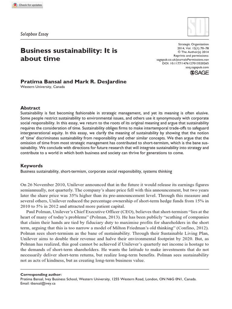 Business Sustainability | PDF | Strategic Management | Sustainability
