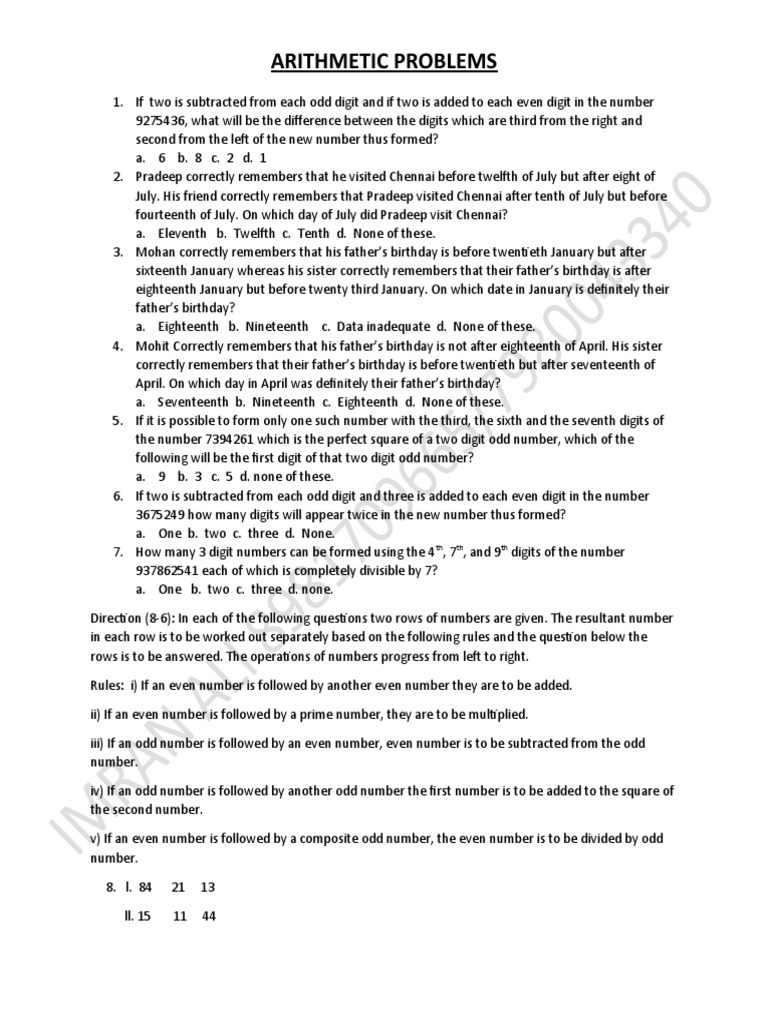 Arithmetic problems pdf numbers prime number