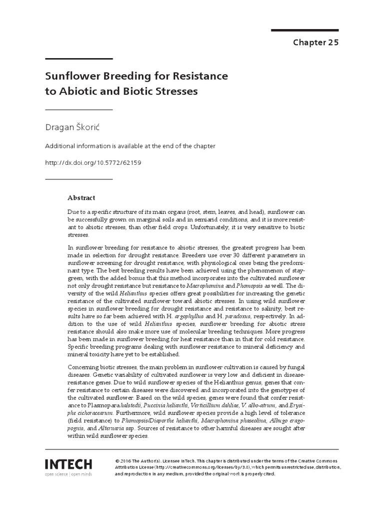 Sunflower Breeding Pdf Plant Breeding Drought