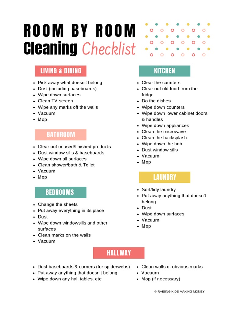 A Guide to Organized and Efficient Home Cleaning with Detailed Roomby
