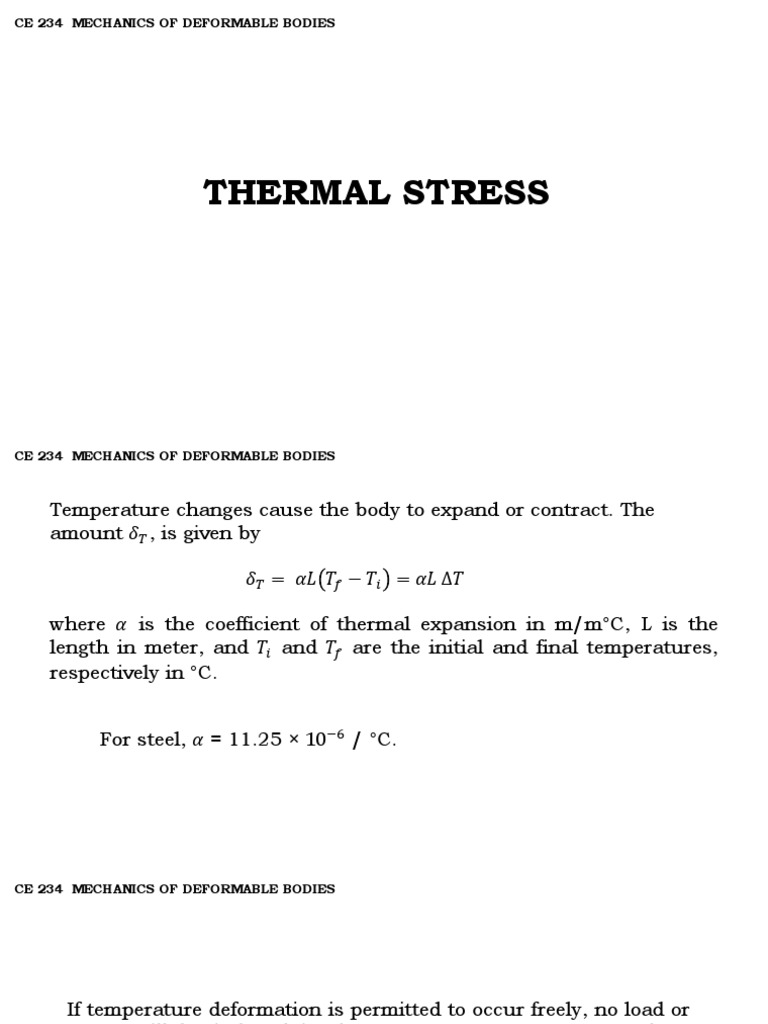 Thermal Stress in Deformable Bodies | PDF | Deformation (Engineering ...