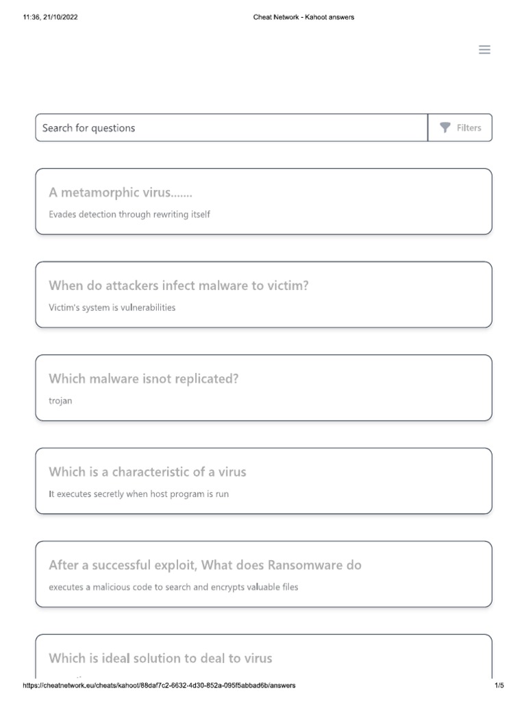 Cheat Network - Kahoot Answers | PDF
