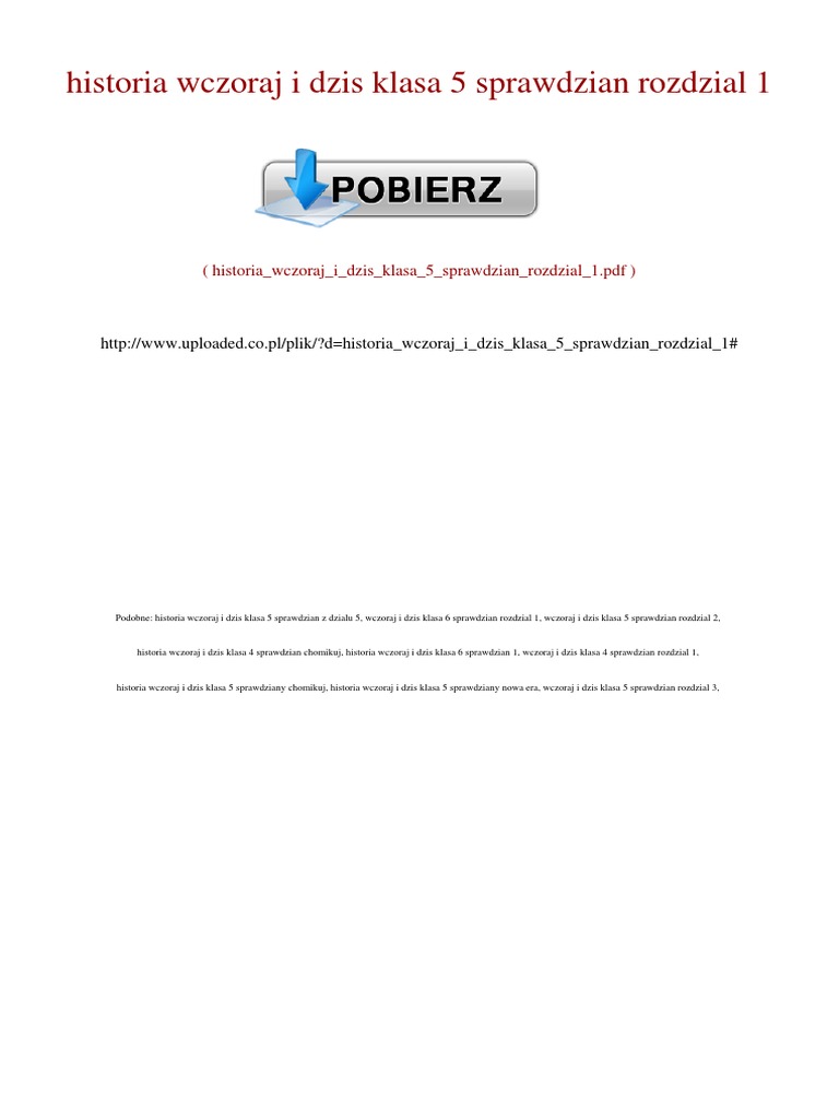 Historia Wczoraj I Dzis Klasa 5 Sprawdzian Rozdzial 1 | PDF