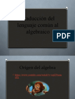 Traducción Del Lenguaje Común Al Algebraico