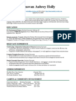 Donovan Holly Graduate Resume