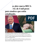 Gobierno Abre Nueva BECA MENSUAL de 4 Mil Pesos para Madres Que Estén Estudiando