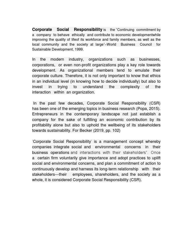 Understanding Corporate Social Responsibility | PDF | Corporate Social ...