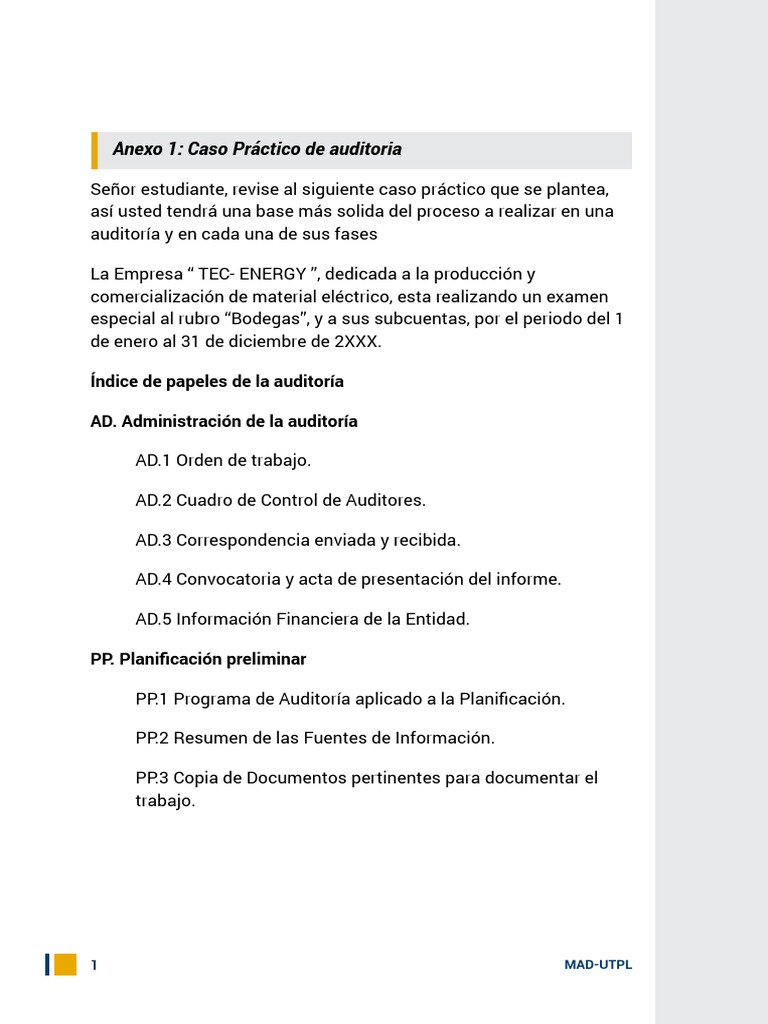 Auditoría Especial de Bodegas en TEC-ENERGY | PDF | Auditoría ...