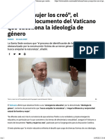 Varón y mujer los creó, el polémico documento del Vaticano que cuestiona la ideología de género(1)