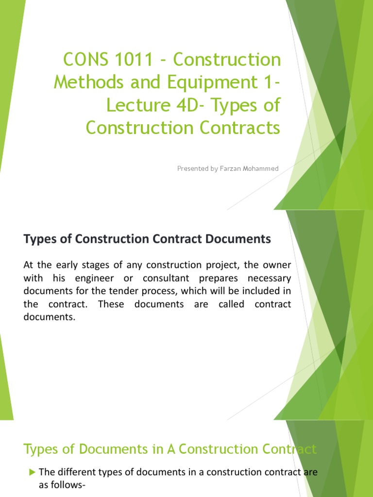 Types of Construction Contracts Explained | PDF