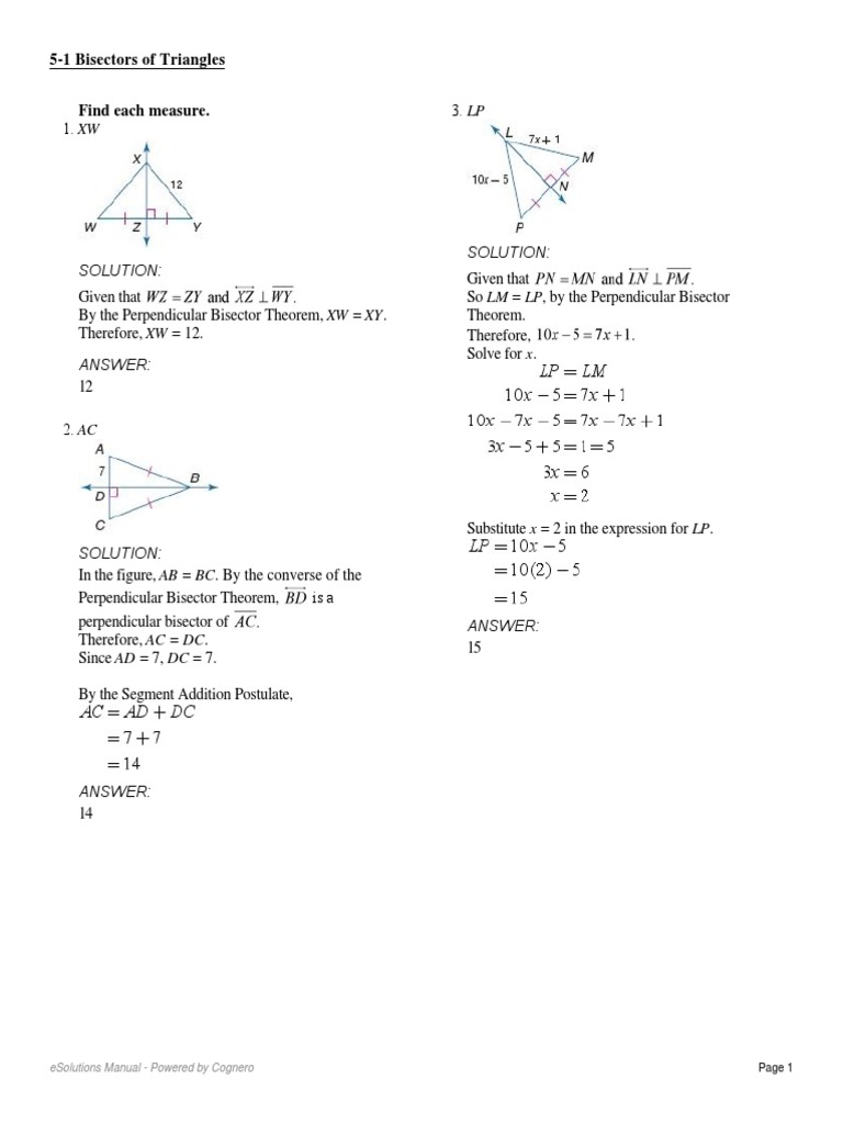 Triangle Bisectors and Circumcenter Solutions | PDF | Perpendicular ...