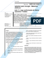 NBR 5832 - Implantes Para Cirurgia - Materiais Metalicos - Parte 11 Liga Conformada de Titanio 6