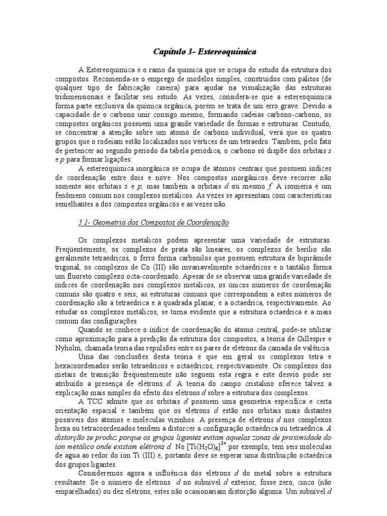 Capítulo 3-Estereoquimica | PDF | Composto de coordenação | Isômero