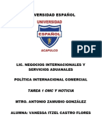 Universidad Español: Lic. Negocios Internacionales Y Servicios Aduanales Política Internacional Comercial