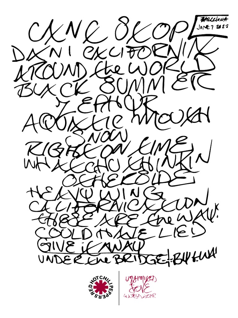 RHCP Tracklist PDF