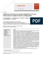 Modificacio N Del Tiempo de Relajacio N Longitudinal (T1) Como Biomarcador de La Degeneracio N Del Cartı Lago Patelar