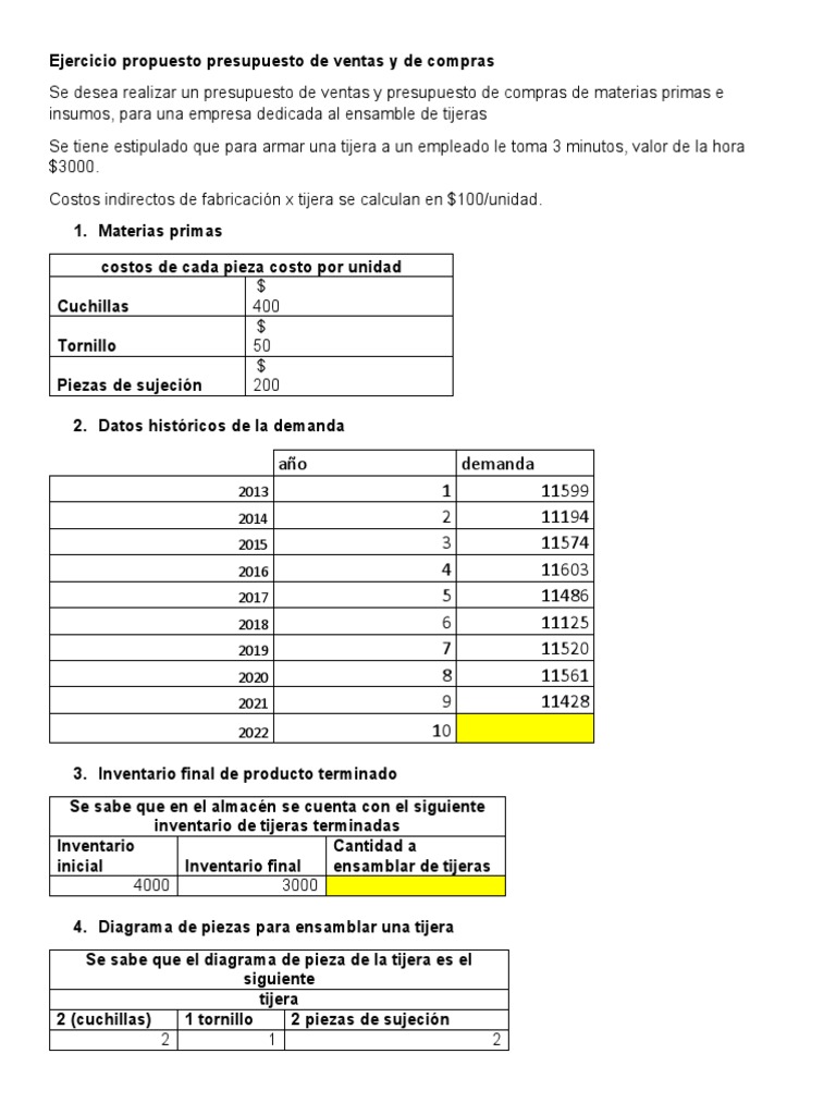 Presupuesto de Ventas y Compras de Tijeras | PDF | Presupuesto | tijeras