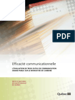 Efficacité Communicationnelle: L'Évaluation de Trois Outils de Communication Grand Public Sur Le Monoxyde de Carbone