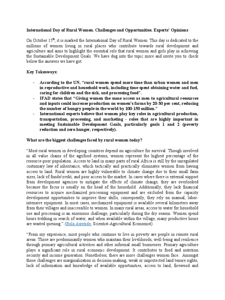 Challenges for Rural Women Today | PDF