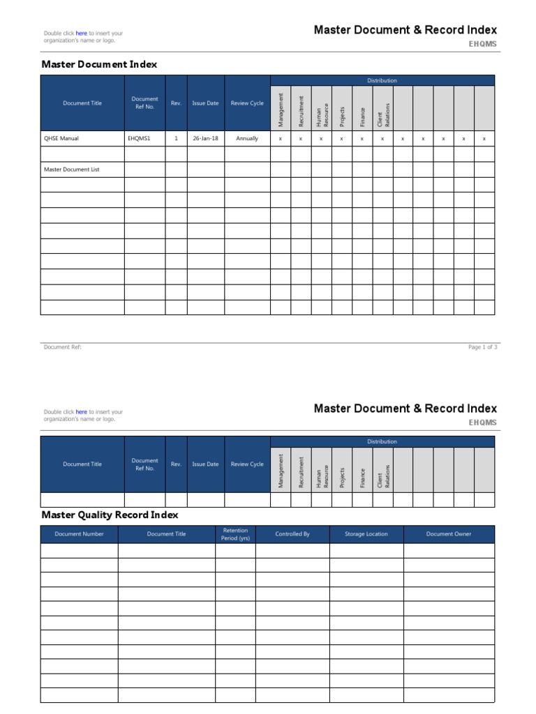 19 Master Document & Record Index PDF Software Data Management