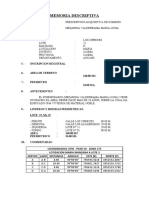 Memoria Descriptiva - Prescripción Adquisitiva de Dominio - Malpica Rafayle