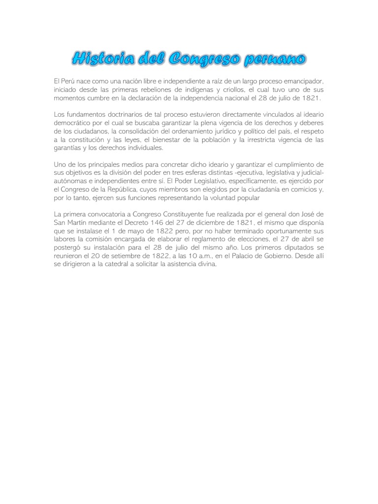 Historia Del Congreso Peruano PDF