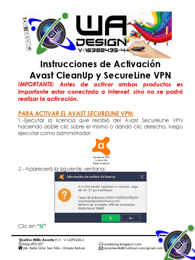Activación de Avast SecureLine VPN y CleanUp | PDF | Ventana ...