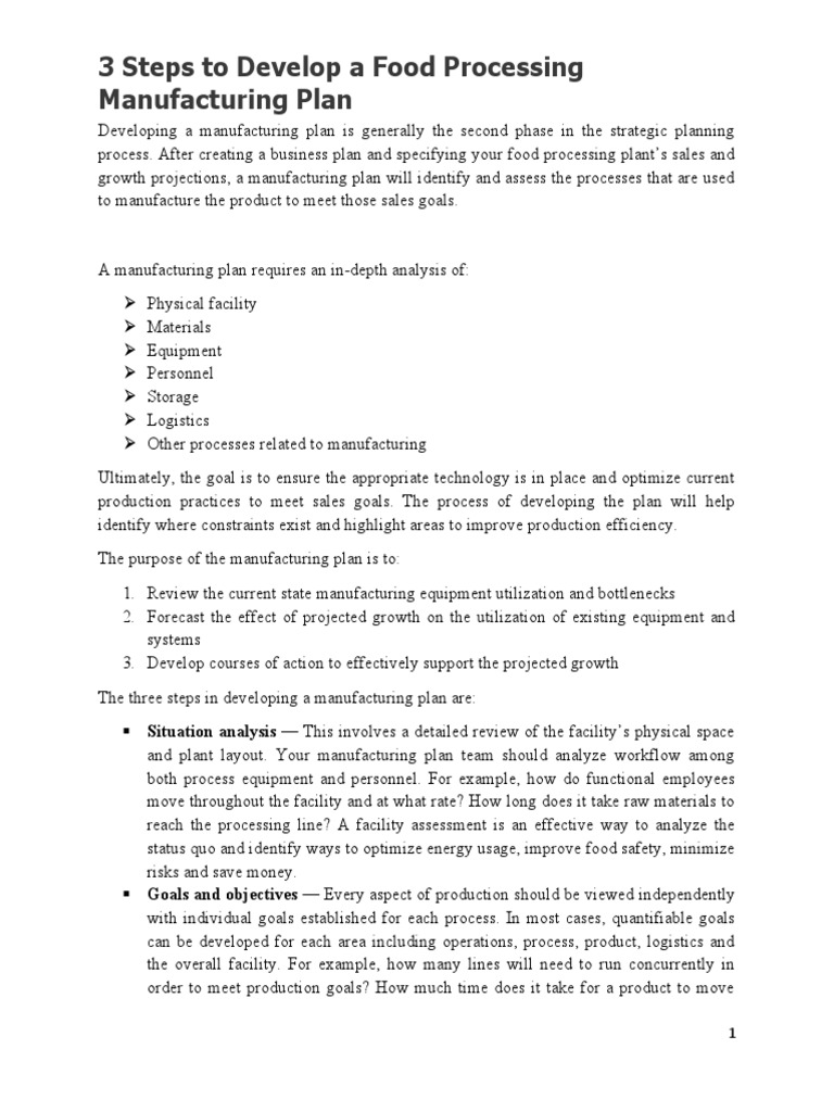Developing A Manufacturing Plan | PDF | Logistics | Sales