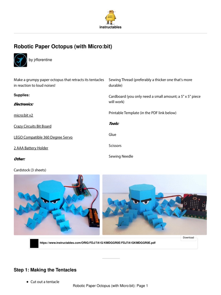 Micro:bit Robotic Paper Octopus Guide | PDF | Origami