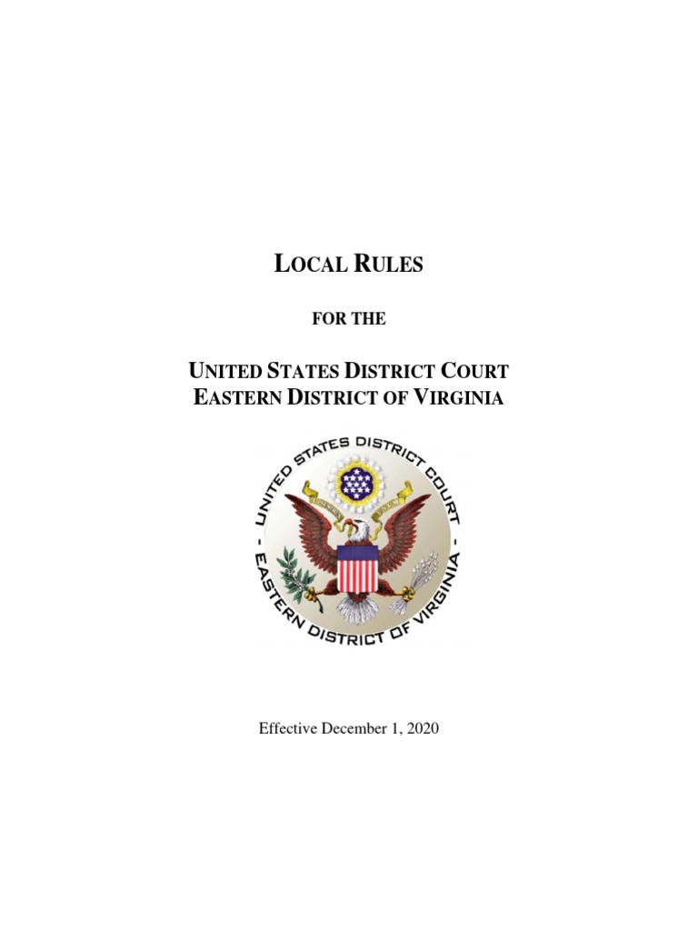 EDVA Local Rules Overview | PDF | Discovery (Law) | Deposition (Law)