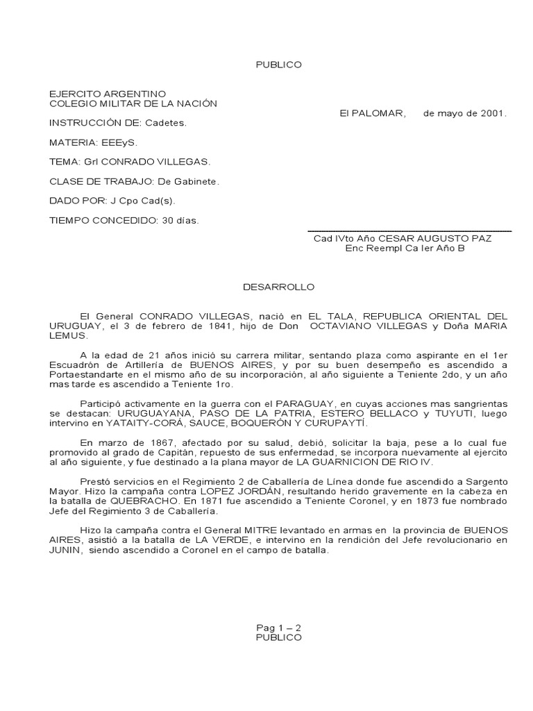 Conrado Villegas PDF Operaciones militares Conflictos