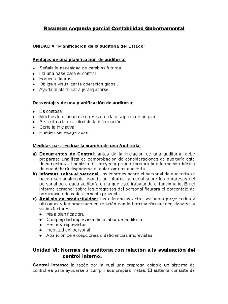 Planificación y Control en Auditoría Gubernamental | PDF