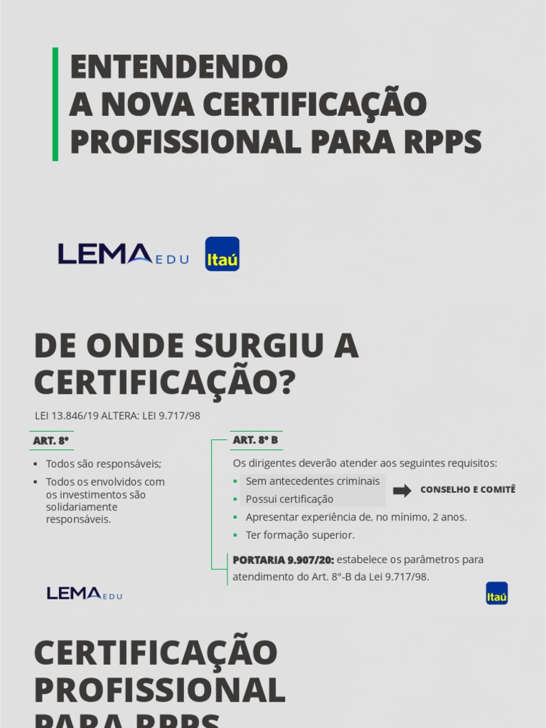 Certificação Profissional para RPPS | PDF | Formação universitária ...