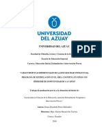 Universidad Del Azuay: "Licenciada en Ciencias de La Educación, Mención Estimulación Temprana e Intervención Precoz."