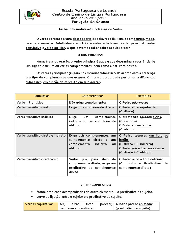ficha-informativa-subclasses-do-verbo-pdf-assunto-gram-tica
