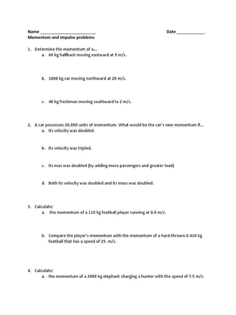 3rd Law Momentum and Impulse Problems | PDF | Force | Momentum