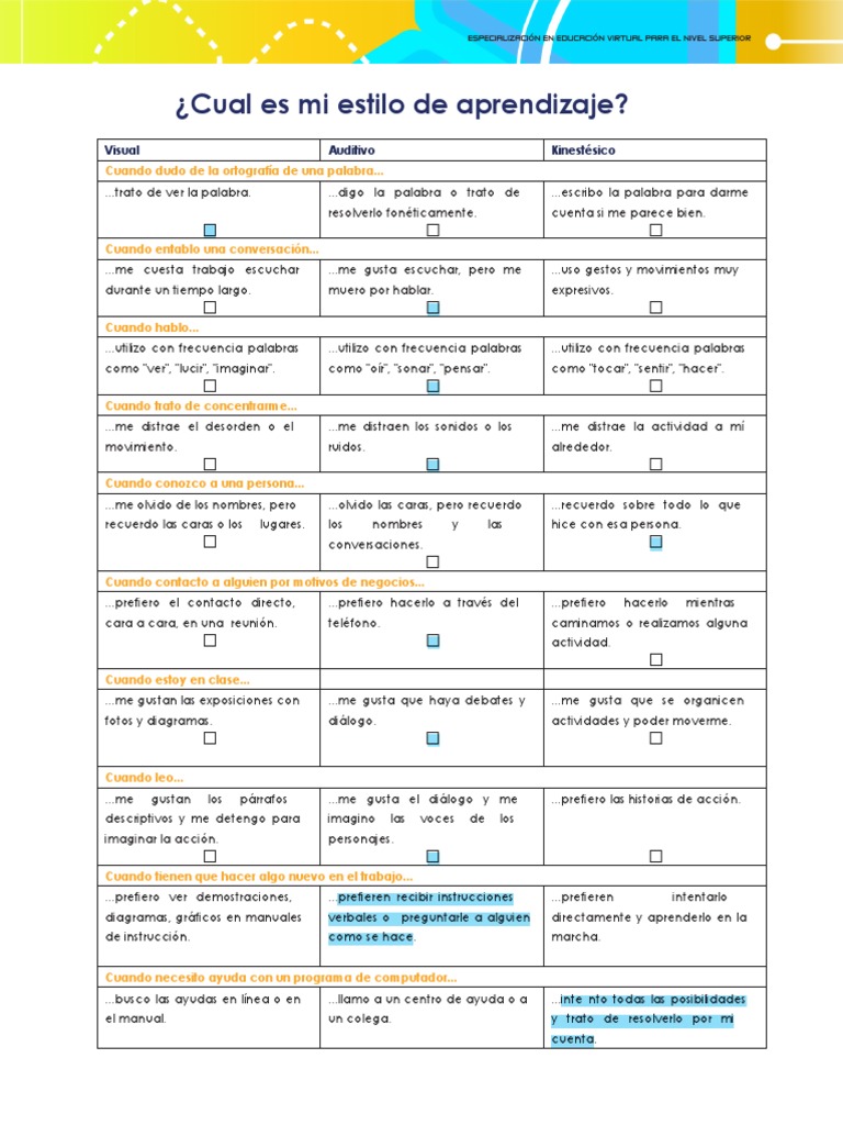 Test de Estilos de Aprendizaje | PDF | Cognición | Ciencia cognitiva